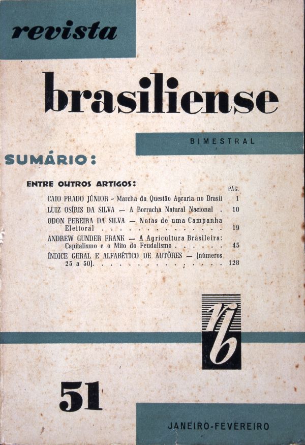   Capa da &uacute;ltima edi&ccedil;&atilde;o da  Revista Brasiliense , que seria fechada no golpe de 64