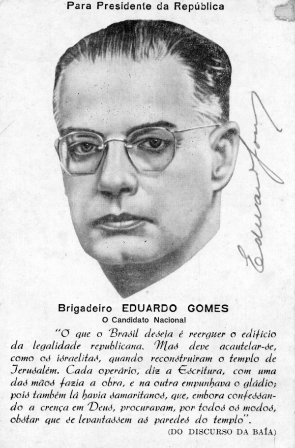   Cart&atilde;o-postal de propaganda  eleitoral para Presidência da República de 1950