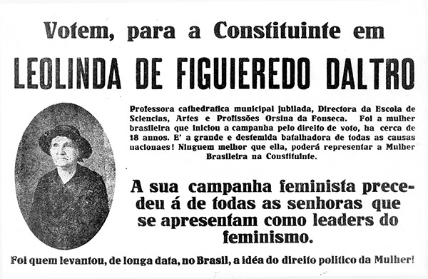   Propaganda de Leolinda Daltro para eleição à Constituinte