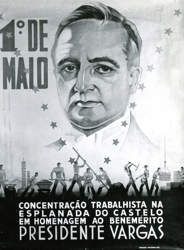   Cartaz do DIP convoca  trabalhadores para solenidades de 1&ordm; de Maio