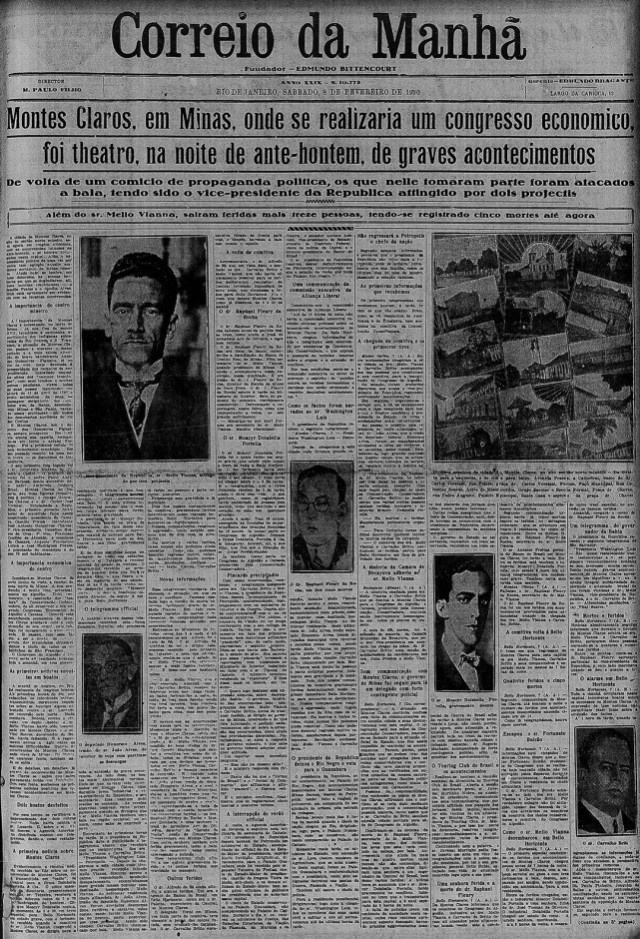    Correio da Manhã,  capa da edi&ccedil;&atilde;o de 8 de fevereiro de 1930