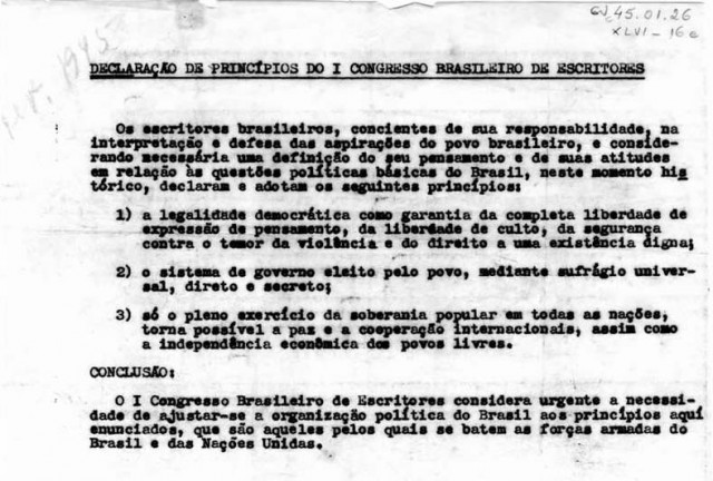   Declaração de princípios em prol da legalidade democrática e da realização de eleições livres e diretas 