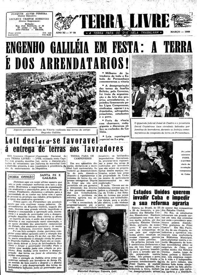   Capa do jornal &quot;Terra Livre&quot;&nbsp; de mar&ccedil;o de 1960