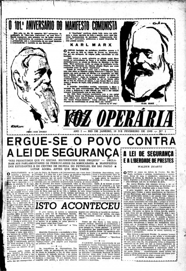  Edi&ccedil;&atilde;o n&uacute;mero 1 do jornal &quot;Voz Oper&aacute;ria&quot;