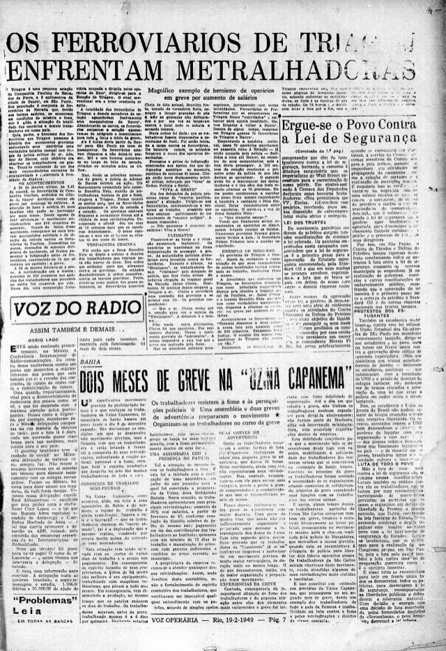  Edi&ccedil;&atilde;o n&uacute;mero 1 do jornal &quot;Voz Oper&aacute;ria&quot;