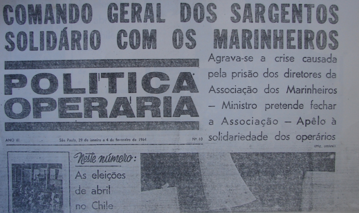  <strong> Exemplar do semanário 'Política Operária',
 </strong> da organização Polop, edição nº 10 (29/1/1964 a 4/2/1964)