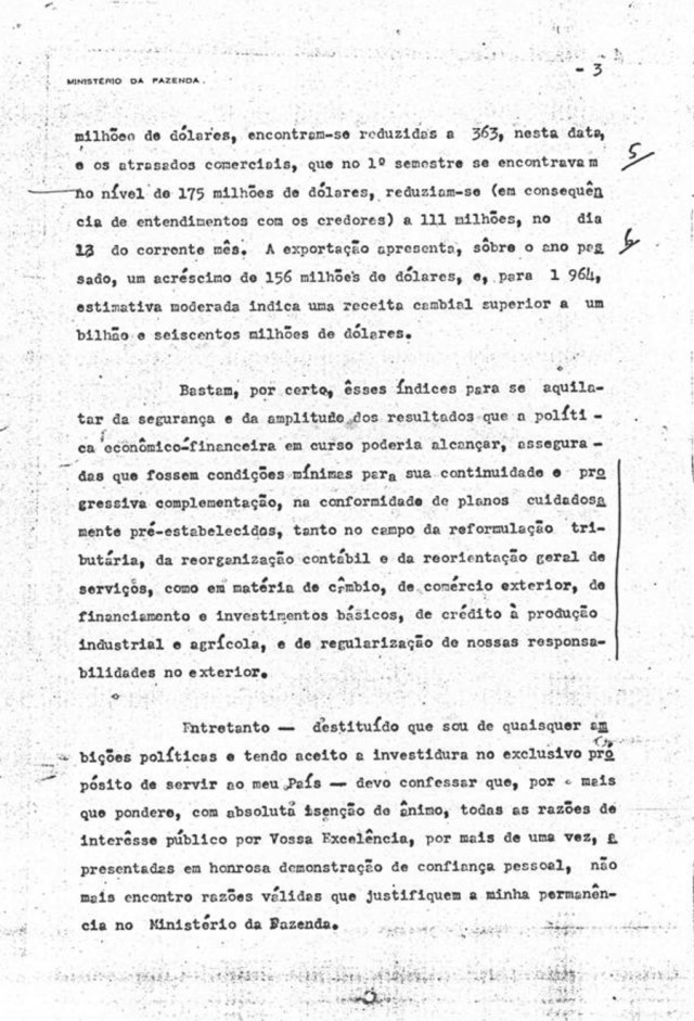   Carta de demiss&atilde;o  de Carvalho Pinto