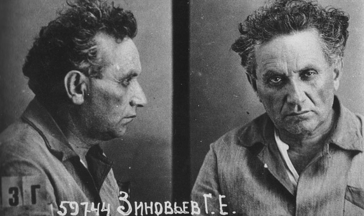  <strong> O dirigente bolchevique Grigori Zinoviev, </strong> em fotografia do prontuário da polícia política, após sua prisão em 1936