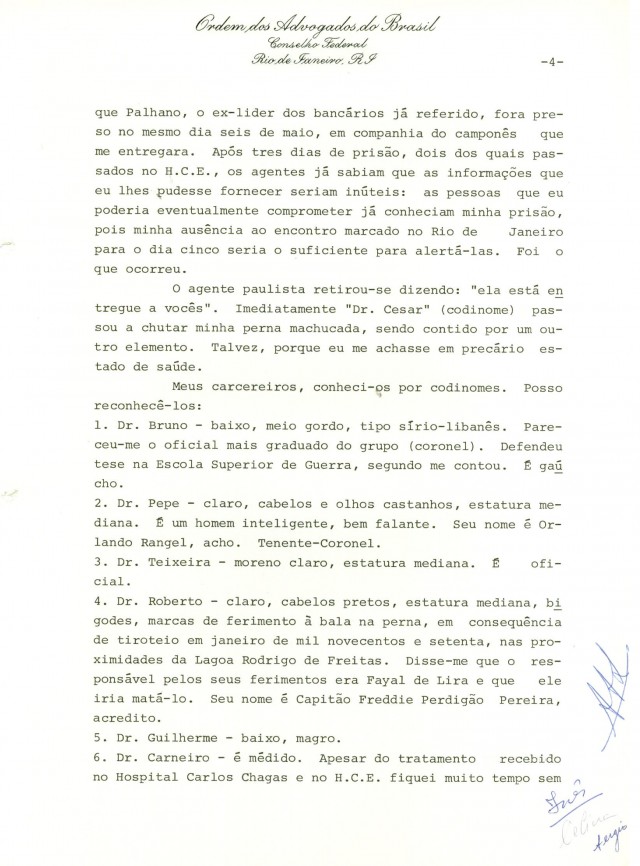  Relat&oacute;rio de In&ecirc;s Etienne Romeu &agrave; Comiss&atilde;o de Direitos Humanos do Conselho Federal da OAB