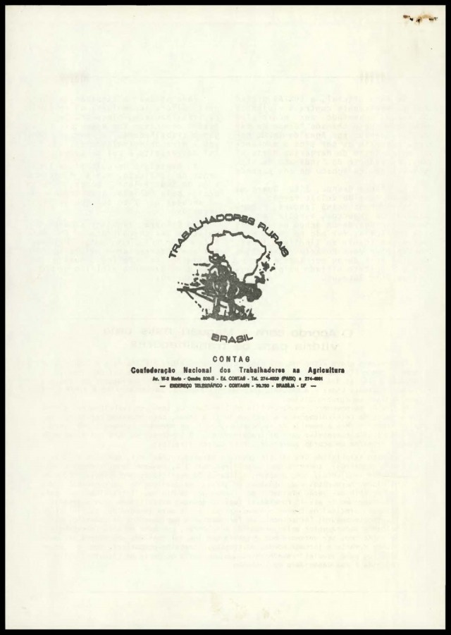  Edi&ccedil;&atilde;o de &quot;O Trabalhador Rural&quot;, publica&ccedil;&atilde;o da Contag, do bimestre setembro/outubro de 1984