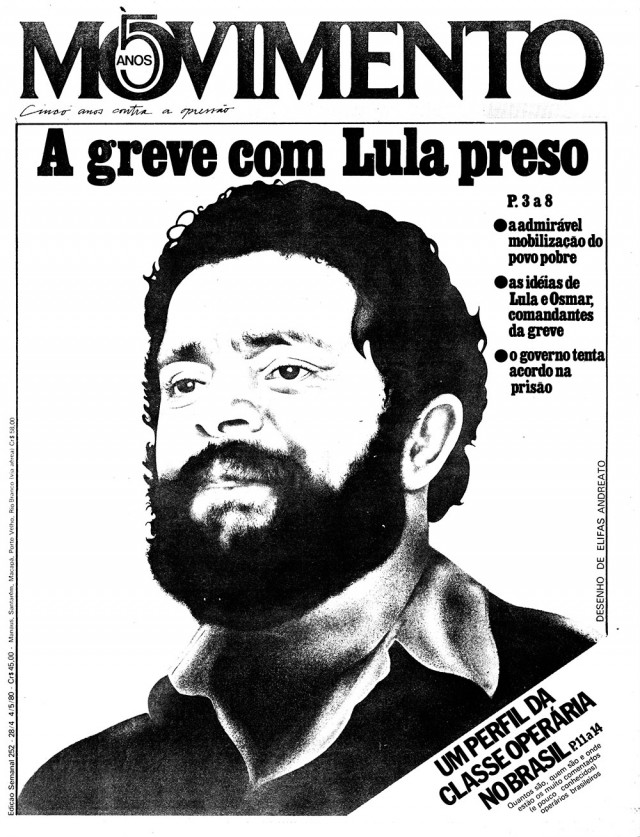  Jornal alternativo &quot;Movimento&quot; traz reportagem sobre Lula e os oper&aacute;rios do ABC em greve em 1980