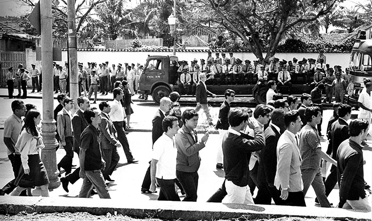  <strong> Cerco da Polícia Militar</strong> no dia que antecedeu à violência no campus da Faculdade Nacional de Medicina