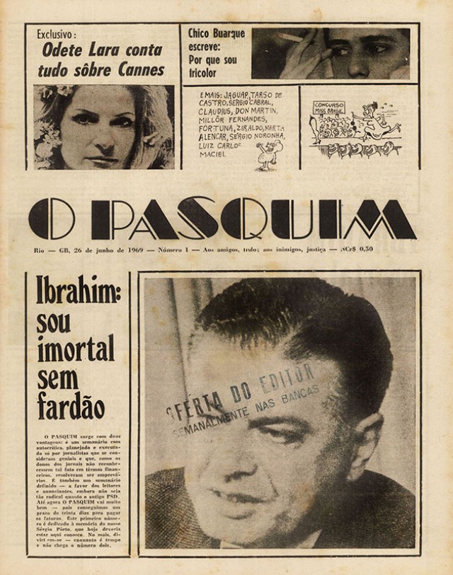  Capa do primeiro&nbsp;n&uacute;mero de &quot;O Pasquim&quot;