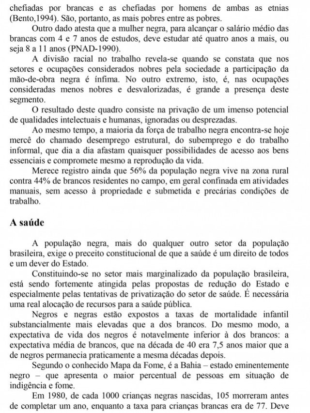  Documento entregue pelo movimento em novembro de 1995