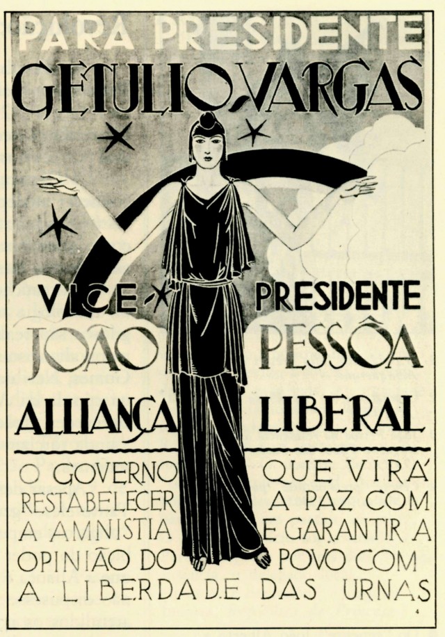   Cartaz da Alian&ccedil;a Liberal: &nbsp;&quot;governo que vir&aacute; restabelecer a paz com a anistia e garantir a opini&atilde;o do povo com a liberdade das urnas&quot;